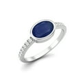 thumbnail image 2 of 7X5mm Oval Blue Sapphire 925 Sterling Silver September Birthstone Solitaire Mother's Day Gift Ring, 2 of 3