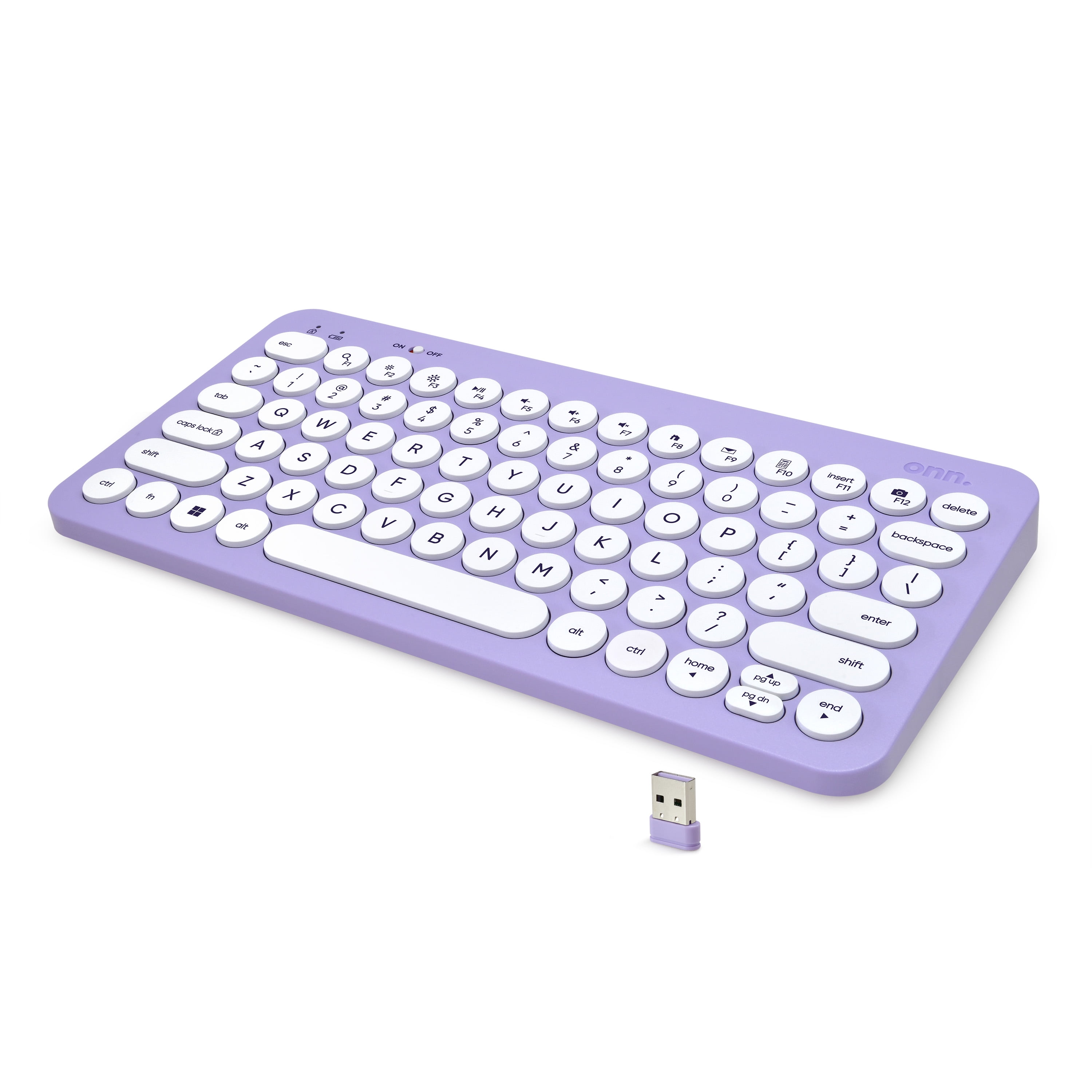 onn. Mini Compact Wireless Office Keyboard, Lavender