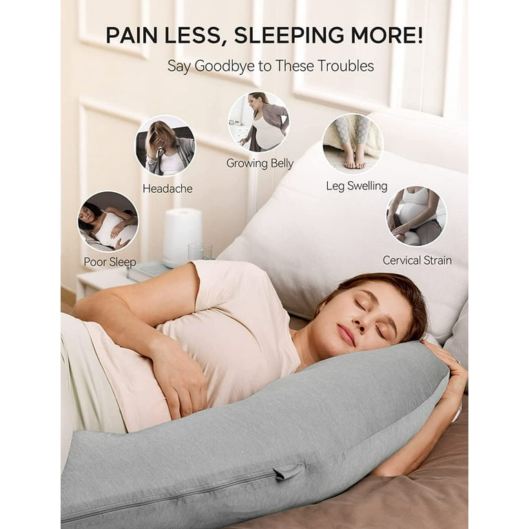 Pregnancy Pillows with Cooling Cover, J Shaped Maternity Body