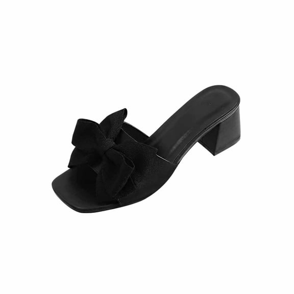 FRSASU Women's Bow Flat Sandals Casual Dressy Open Toe Ankle Strap Summer Vacation Slides Shoes Black