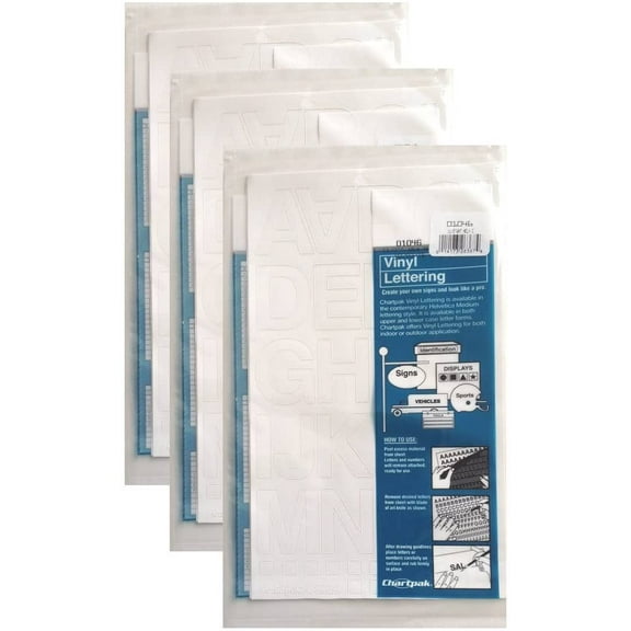 Chartpak 1-1/2-inch White Stick-on Vinyl Letters (01046) - 5 Packs