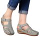 thumbnail image 4 of Sandalias de estilo romano con tacón de cuña de una palabra hueca Baotou para mujerGray39, 4 of 4