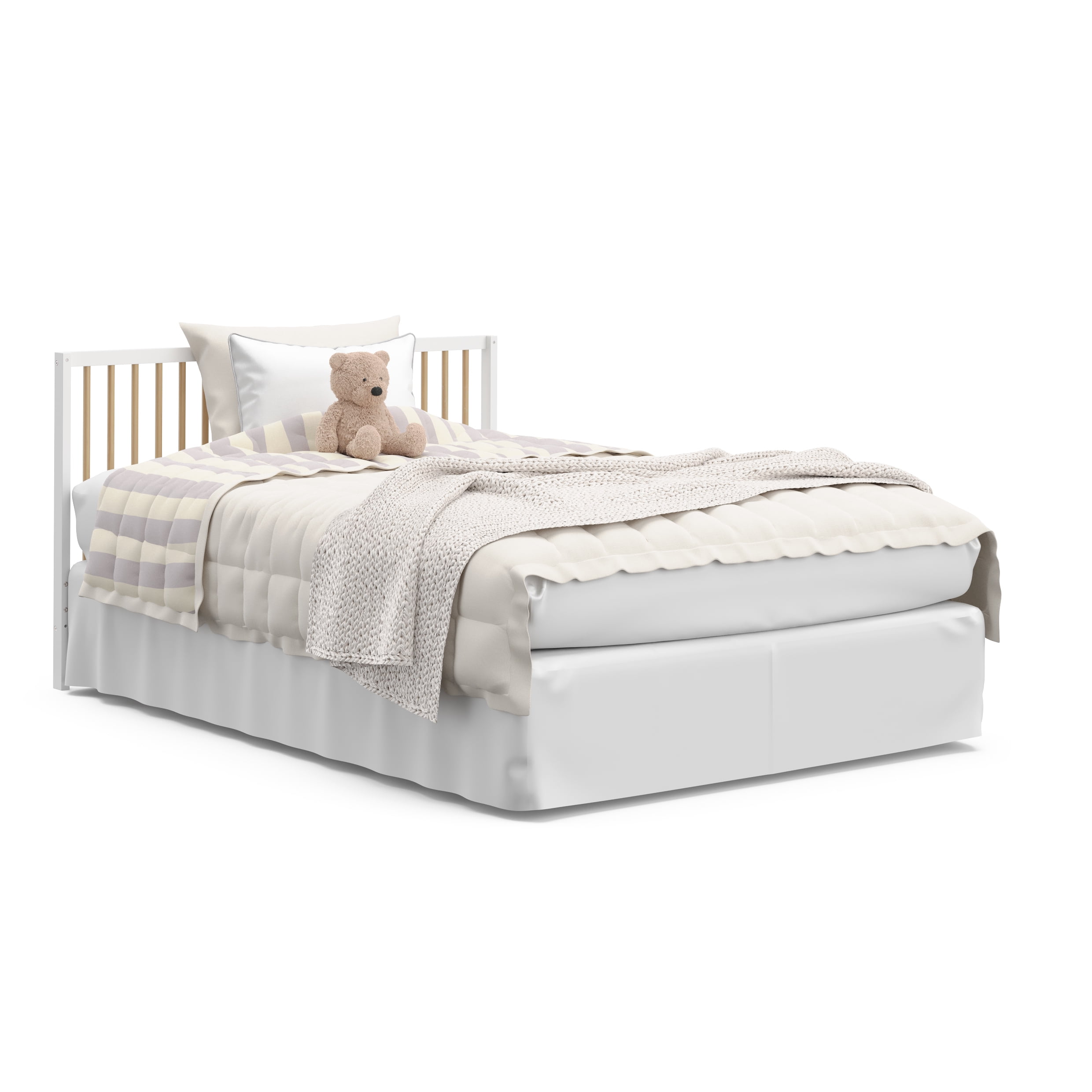 Graco Teddi 5-in-1 Convertible Crib and Premium Crib & Toddler Mattress Bundle, White with Driftwood