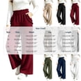 thumbnail image 2 of cocolona Womens Winer Casual Loose Corduroy Pants Elastic Waist Straight Wide Leg Travel Lounge Pants with Pockets, 2 of 5