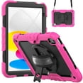 thumbnail image 2 of For iPad (A16)11th /10th Generation 11/10.9 inch 2025/2022 Case, 360 Rotating Shockproof Cover with Stand, Screen Protector, Shoulder Strap, Rose, 2 of 7