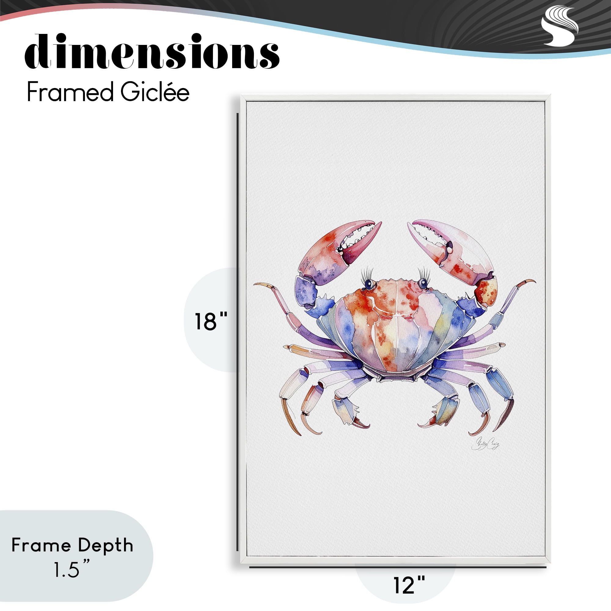 Stupell Industries Tide Dancer Crab White Framed Giclee Art, design by Shelly Craig