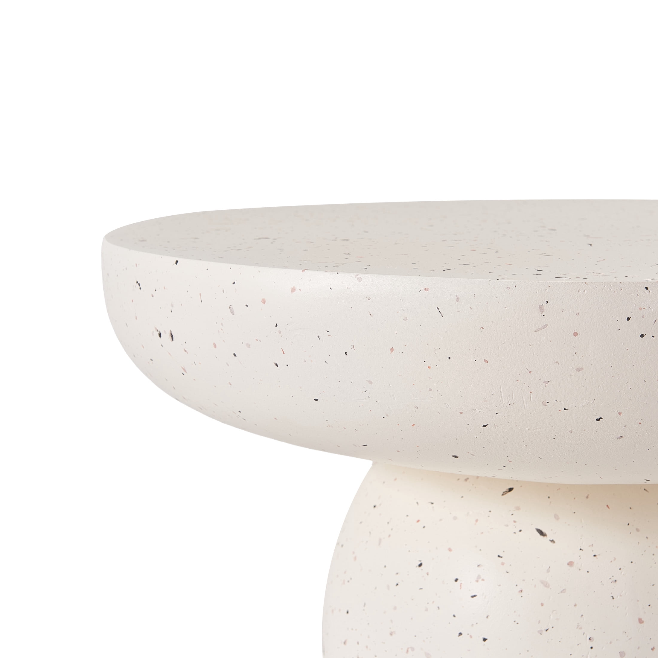 Christopher Knight Home 27.5" Round MGO Coffee Table, Indoor/Outdoor Modern Accent Table, Terrazzo White Finish