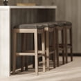 thumbnail image 3 of Open Box Maven Lane Saddle Barstool Reclaimed Oak Finish w/Stone Vegan Leather, 3 of 8