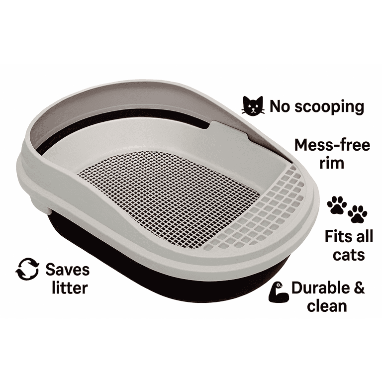 Large No-Scooping Cat Litter Box with Sifting System – Extra Large