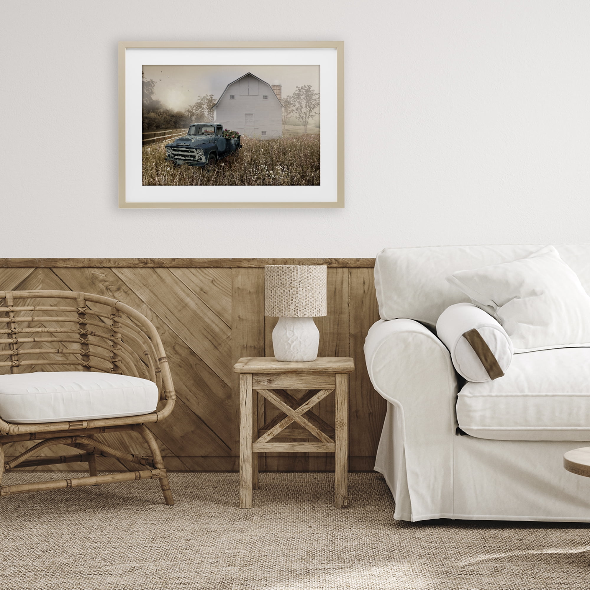 Stupell Industries Vintage Pickup in Wildflowers Birch Framed Print Under Glass, design by Nan