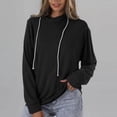 thumbnail image 2 of Womens Tops Solid Color V Neck Loose Drawstring Hooded Sweat Casual Trendy Soft Plus Size Breathable Going Out Shirts (Medium, Black), 2 of 7