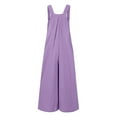 thumbnail image 5 of HHeiK Women's Button Strap Sleeveless Wide Leg Jumpsuit Casual Smocked Top Jumpsuits, 5 of 5