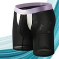 thumbnail image 2 of LNWUY Men Ice Silk Extended Side Opening Lightweight Comfort Breathable Exercise Quick-Dry, Stretchy Shorts Underpants Black M, 2 of 3