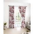 thumbnail image 4 of Fsddascl Red Botanical Blackout Curtains for Bedroom/Living Room, Thermal Insulated Kitchen Curtains, Vintage Nature Flower Floral Grommet Darkening Window Treatment Drapes 52"x45"x2, 4 of 8