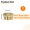 thumbnail image 2 of 6 Pcs Brass Outer Hex Thread Fittings, G1/2" Male Brass Plug Male Threaded Socket Pipe Plug Fitting, 2 of 7