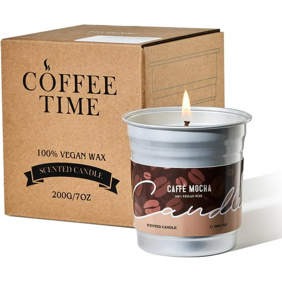 M&SENSE Mocha Coffee Scented Candle for Home, 7oz Non Toxic Candle Natural Soy Wax 48-Hour Burning, Unique Aromatherapy Candle Housewarming Gift for Women & Men