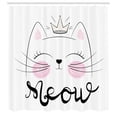 thumbnail image 3 of Ambesonne Cat Shower Curtain, Charming Meow Cartoon, 69"Wx84"L, Pale Pink Dimgray, 3 of 5