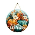 thumbnail image 1 of Citrouilles d'Automne Bienvenue Porte Cintre Rond Porte d'Entrée Couronne Panneau Mur Chauffage, 1 of 7