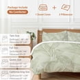 thumbnail image 6 of 3 Piece Summer Palm Leaf Duvet Cover Set Twin Size, Microfiber Comforter/Quilt Cover with Corner Ties and 2 Pillowcases, Green Tropical Bloom Silhouettes All Season Soft Bedding with Zipper Closure, 6 of 8