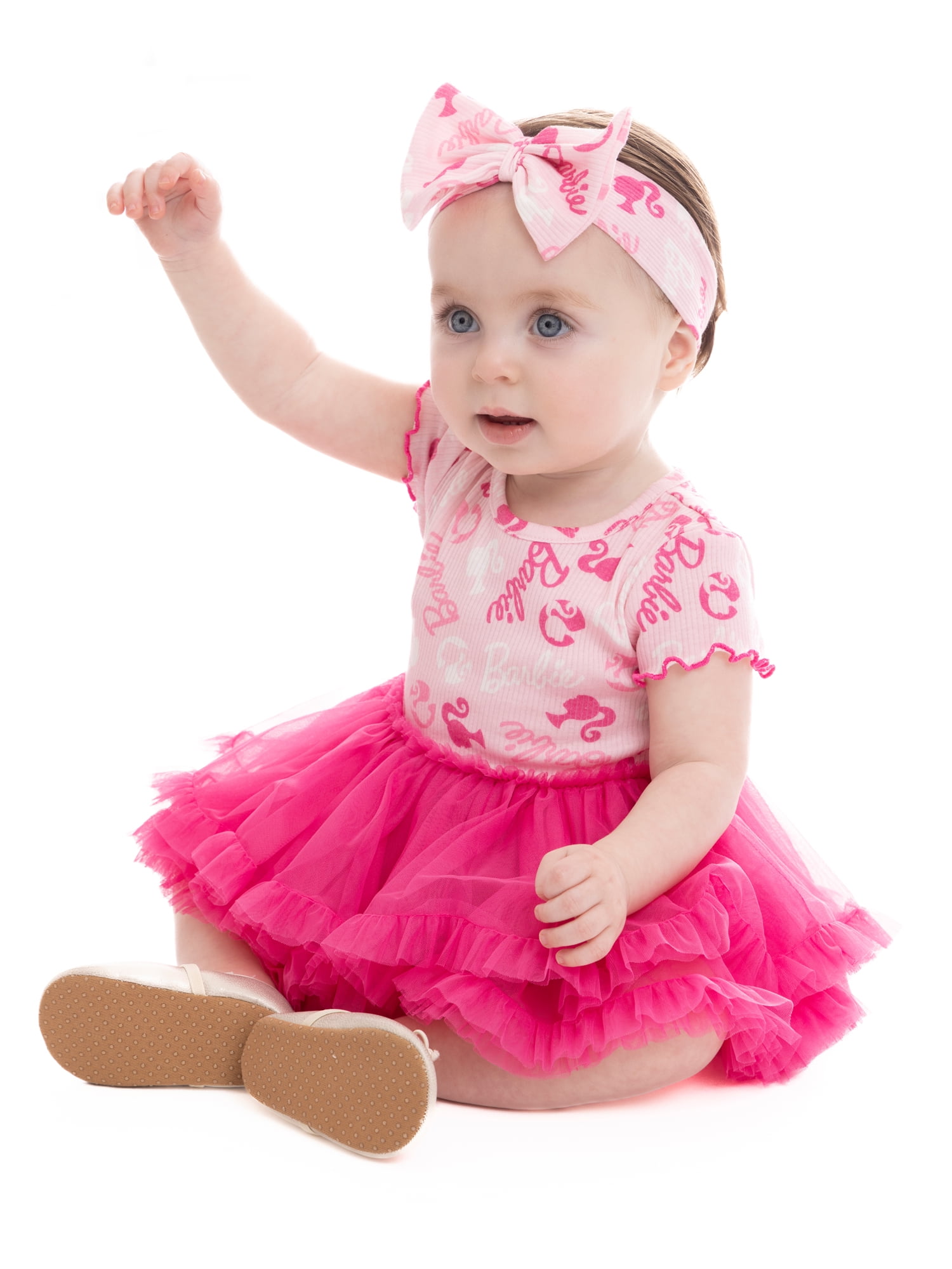 Barbie Baby Girls Printed Tutu Dress with Matching Bow Headband, Sizes 0/3M-24M