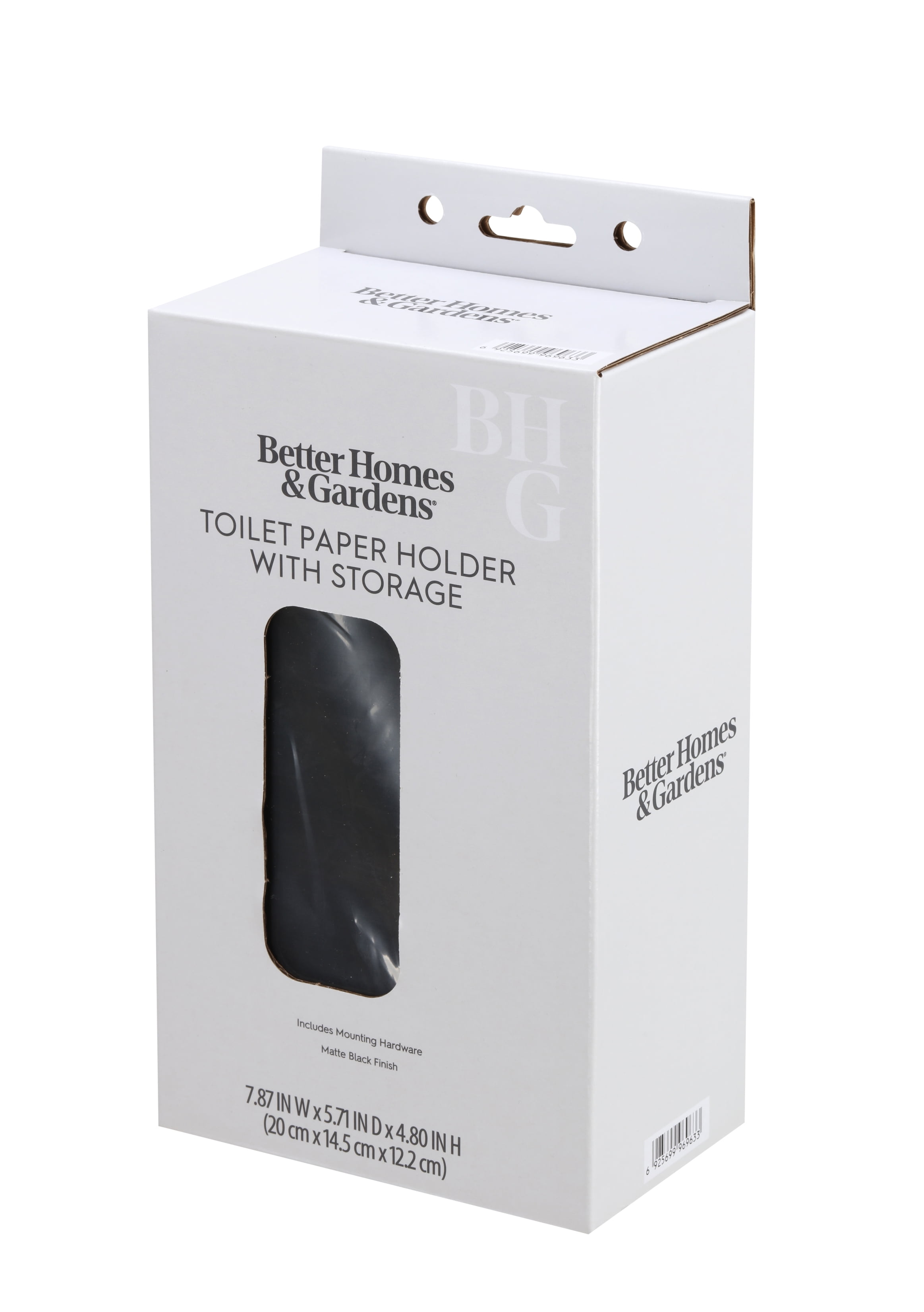 Better Homes & Gardens Toilet Paper Holder with Storage in Matte Black