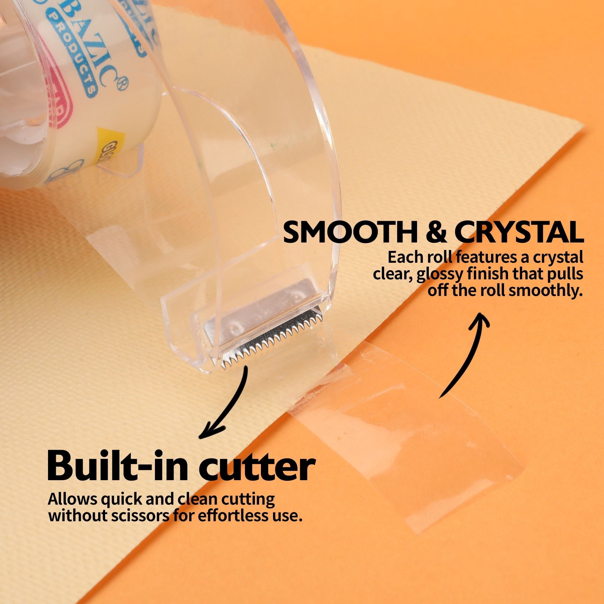 (Price/Case of 144)Bazic Products 939-144 3/4" X 250" Crystal Clear Tape (3/Pack) W/ Floor Display