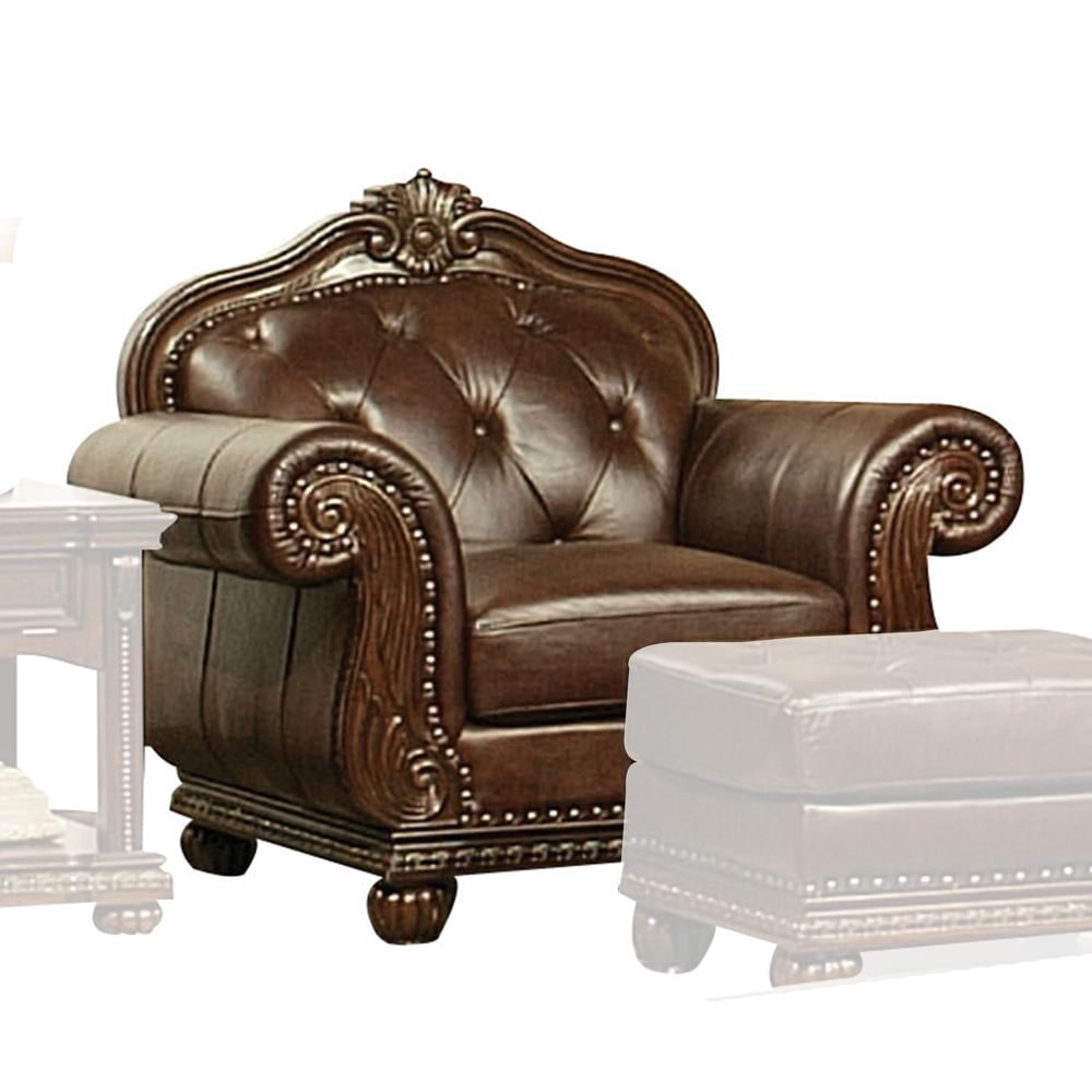 Acme Furniture Anondale Chair Espresso Top Grain Leather Match & Cherry