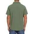 thumbnail image 3 of INSPIRE CHIC Men's Point Collar Short Sleeve Button Down Casual Stripes Linen Shirts XL Olive Green, 3 of 6