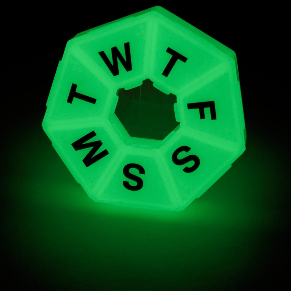 Weekly 7 Sided Glow-in-the-Dark Pill Reminder - Medium