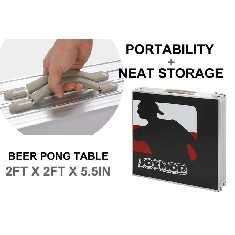 PEXMOR 8ft Portable Folding Beer Pong Table with Cup Holes White/Black –  Pexmor