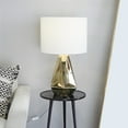 thumbnail image 2 of CosmoLiving by Cosmopolitan 26" Geometric Gold Table Lamp with White Linen Shade, 2 of 9