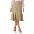 thumbnail image 1 of Falda elegante midi de línea A con cremallera lateral y cintura alta para mujer INSPIRE CHIC, talla S, color caqui, 1 of 5