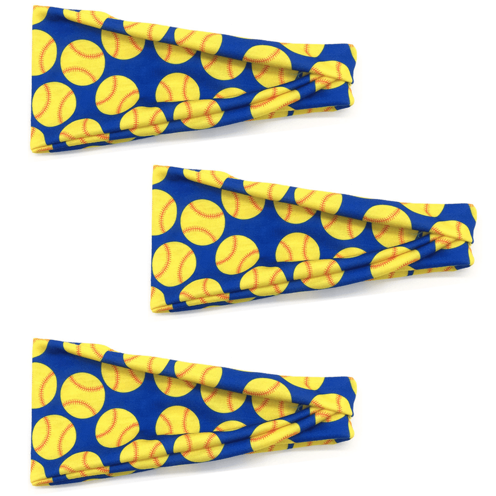 Softball Stretch Headbands for Women, Teens, Kids Silky Sweatbands