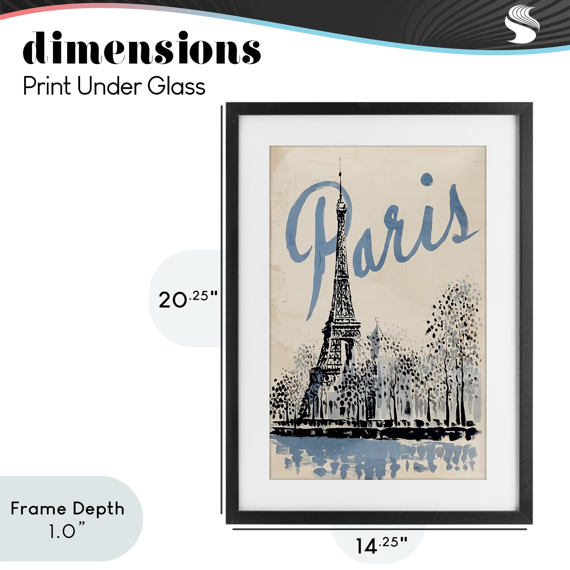 Stupell Industries Blue & Beige Paris Travel Black Framed Print Under Glass, design by Annabelle Hall