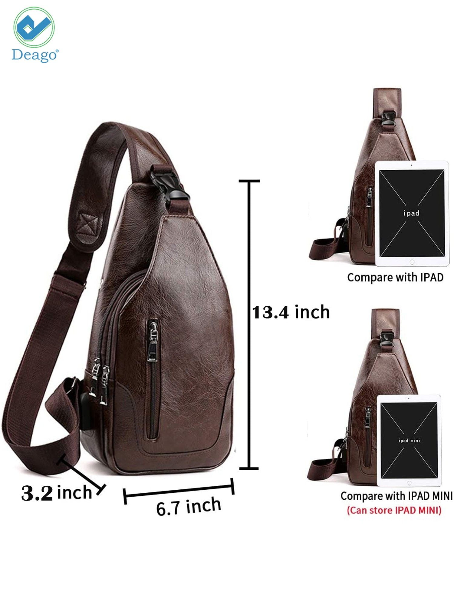Le'aokuu Men Canvas And Genuine Leather Outdoor Casual Waterproof Crossbody  Chest Sling Bag Shoulder Strap Backpack 8013