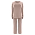 thumbnail image 7 of Unir Women Solid Loungewear 2 Piece Set, Crew Neck Loose Sweatshirt & Elastic Drawstring Wide Leg Pants Relaxed Home Wear True To Size, 7 of 7