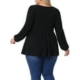 thumbnail image 4 of DARING DIVA Women's Plus Blouses Scoop Neck Ruffle Hem Peplum Knit Top 2X Black, 4 of 6