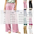 thumbnail image 4 of Nugftut Womens Pajama Pants High Waist Satin Wide Leg Pants with Pockets Soft Comfortable Loungewear Pajamas, 4 of 8