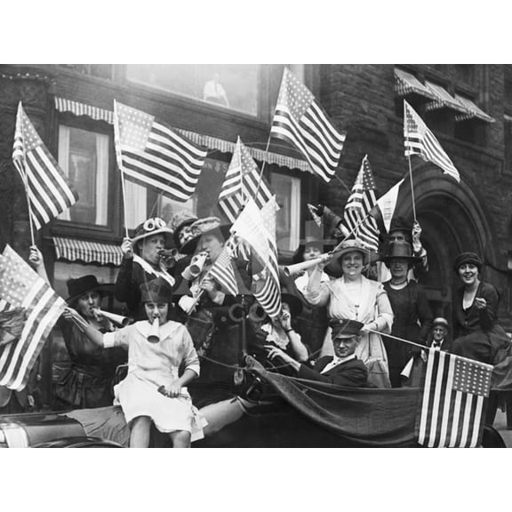 Suffragettes Celebrating Passing of 19Th Amendment, Figurative Unframed Photographic Print Wall Art Sold by Art.Com