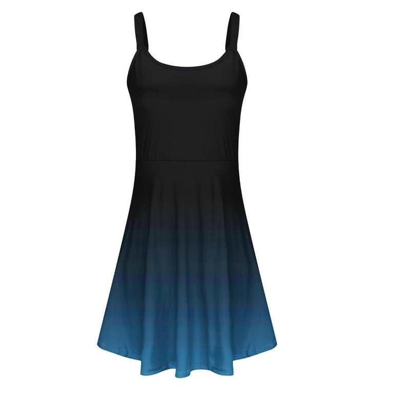 Hot Days, Bold Styles SMihono Casual Dresses for Women 2025 Gradient Print  Dress Pleated Spaghetti Strap Midi Dress Summer Beach Party Dresses Blue XL  - Walmart.com