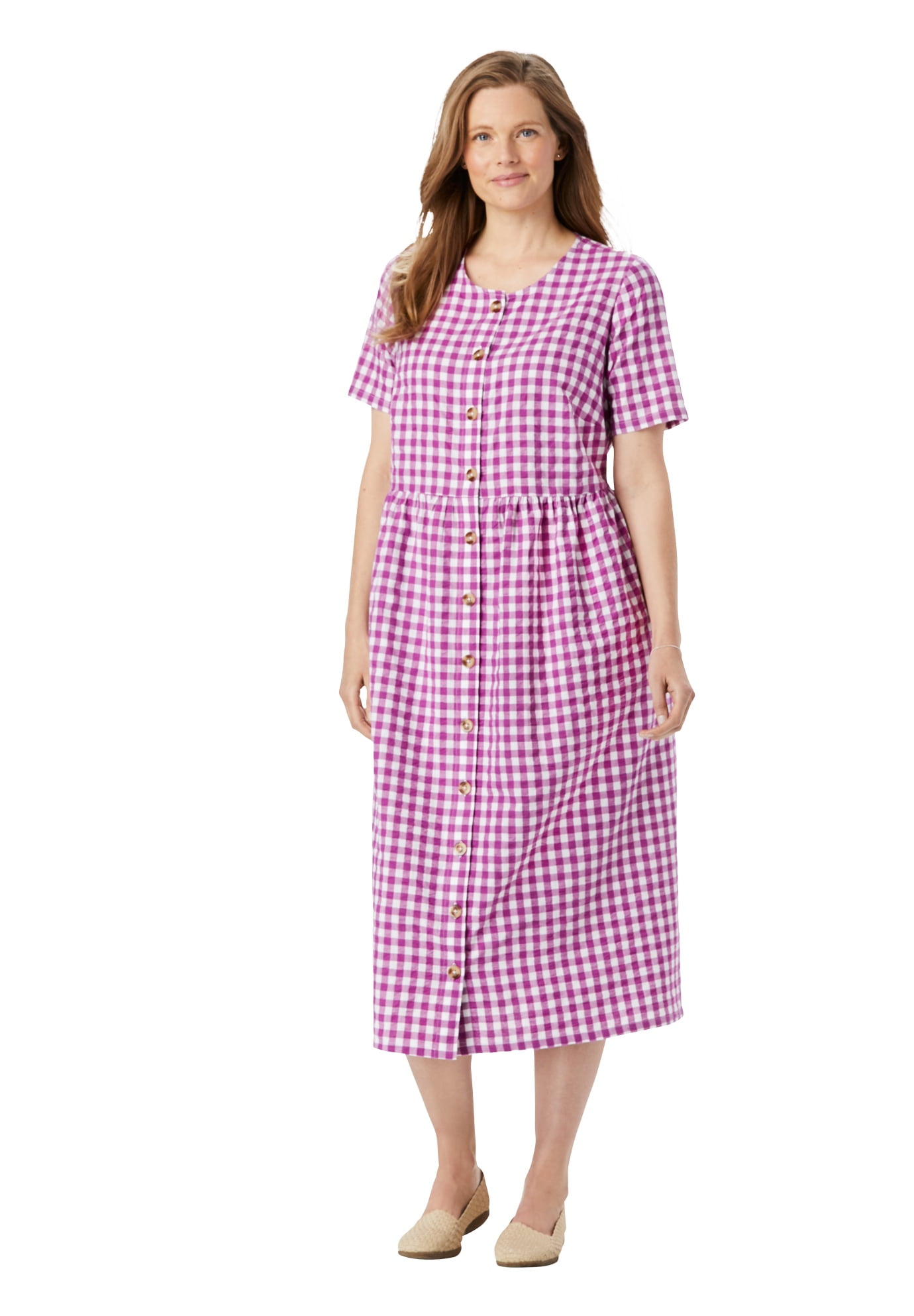 women's plus size seersucker dress