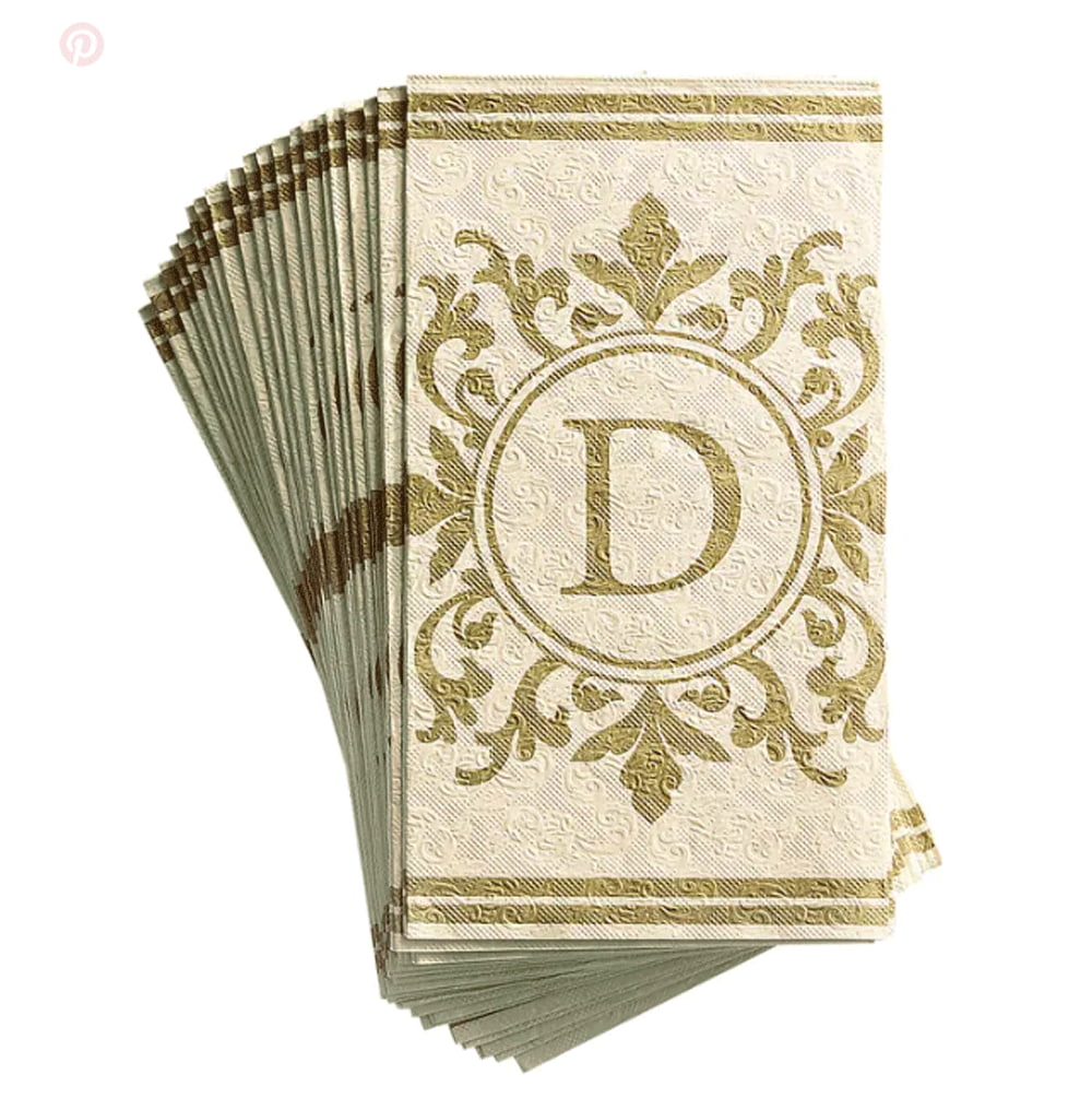 Northeast Home Goods Monogram Initial Gold/Ivory Paper Buffet Guest