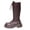 Brown, variant on Womens Mid Calf Combat Boots Round Toe Lug Sole Platform Faux Leather Lace Up Side Zipper Punk Streetwear Boots Brown Size US5.5