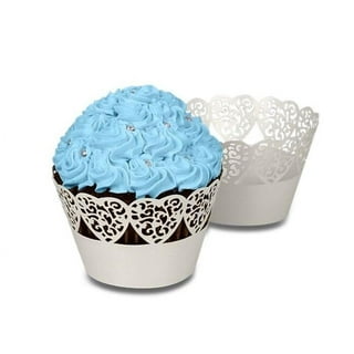 CakeSupplyShop 100 White Large and Tall Jumbo Texas Muffin / Cupcake Cups  White Flutted Cupcake Liners Baking Cups