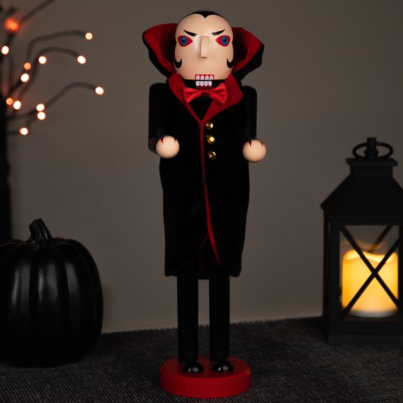 Northlight Vampire Wooden Halloween Nutcracker - 14" - Black and Red