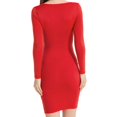 thumbnail image 2 of Gibobby Vestido corto casual para mujer Vestido de color sólido con cuello en V y cintura ajustada sexy de manga larga para mujer(Rojo,G), 2 of 4