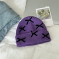 thumbnail image 2 of AWZXDE Ladies Knitted Bow Beanie Hats For Women Winter Warm Comfortable Sphere Wool Cap Cute For Cold Weather Purple, 2 of 3