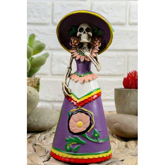 Ebros Day of The Dead Skeleton Lady Rosa with Purple Gown Figurine 5.25"H Statue