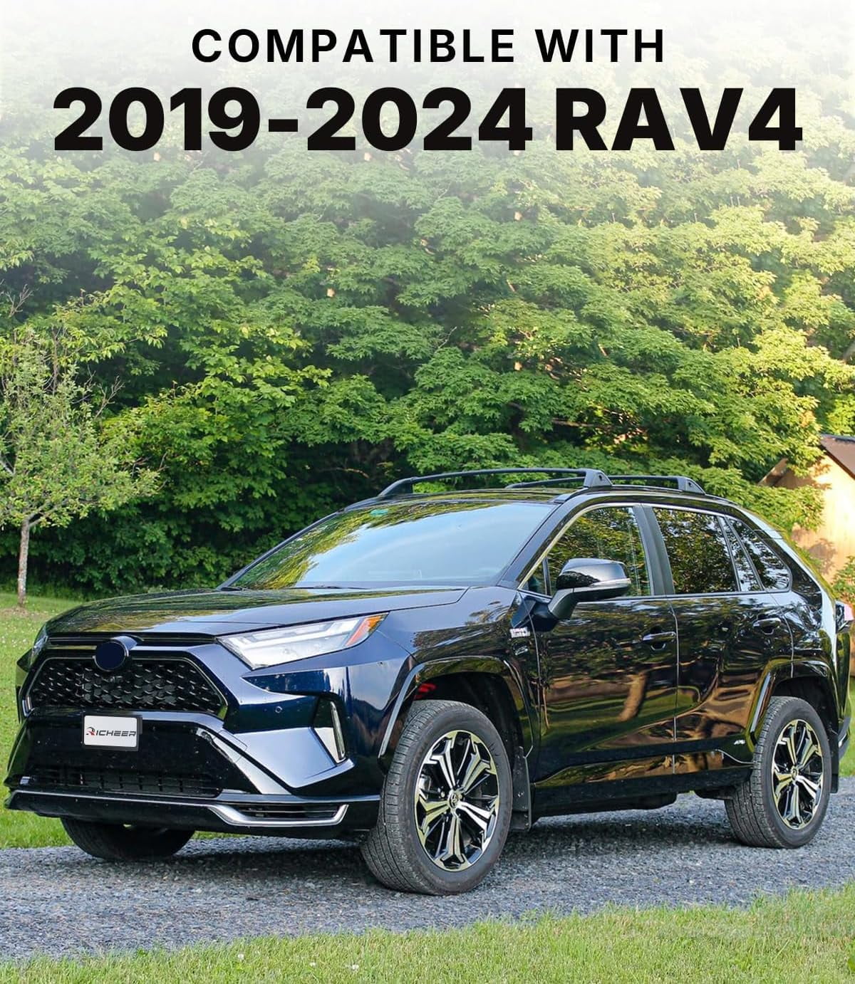 Richeer 300LBS Roof Rack Cross Bars for 2019-2025 RAV4 LE XLE XSE Premium Limited Hybrid with Side Rails, Aluminum Cargo Racks Rooftop Luggage Carrier Canoe Kayak Bicycle