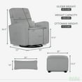 thumbnail image 6 of Evolur Holland Upholstered Swivel Glider | Rocker I Included Lumbar Pillow I Modern Design, Luxe Grey, 6 of 13